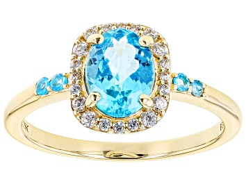 Picture of Pre-Owned Blue Neon Apatite 10k Yellow Gold Ring 1.27ctw