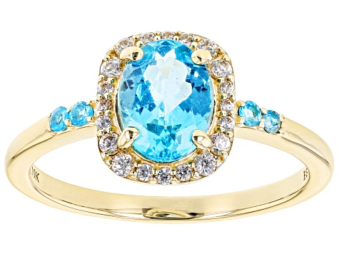 Pre-Owned Blue Neon Apatite 10k Yellow Gold Ring 1.27ctw