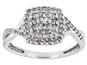 Pre-Owned White Diamond 10k White Gold Cluster Ring 0.33ctw