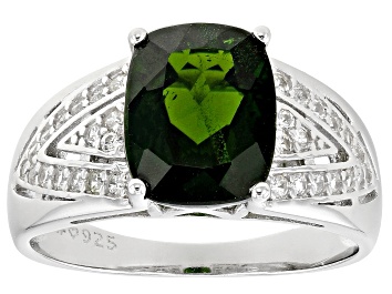 Picture of Pre-Owned Chrome Diopside Rhodium Over Sterling Silver Ring 2.95ctw
