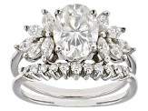 Pre-Owned Moissanite Platineve Ring With Band 3.03ctw DEW