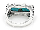 Pre-Owned Rectangular Blue Turquoise Sterling Silver Ring