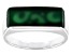 Pre-Owned Green Onyx Inlay Rhodium Over Sterling Silver Mens Band Ring