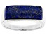 Pre-Owned Blue Lapis Lazuli Inlay Rhodium Over Sterling Silver Men's Band Ring