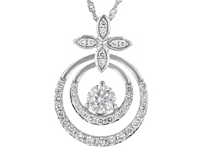 Pre-Owned White Lab-Grown Diamond 14k White Gold Pendant With 18" Singapore Chain 0.70ctw