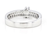 Pre-Owned White Zircon Rhodium Over Sterling Silver Heart Charm Ring 0.80ctw