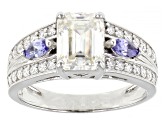 Pre-Owned Moissanite And Tanzanite Platineve Ring 2.03ctw