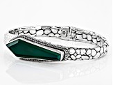 Pre-Owned Green Onyx Silver Hammered & Watermark Bracelet