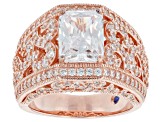Pre-Owned White Cubic Zirconia 18k Rose Gold Over Sterling Silver Ring 5.86ctw