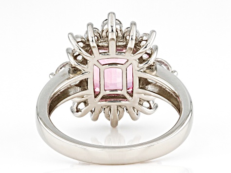 Pre-Owned Pink Danburite Rhodium Over Sterling Silver Ring 2.69ctw