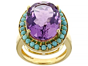 Pre-Owned Purple Amethyst 18k Yellow Gold Over Sterling Silver Ring 11.25ct