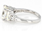 Pre-Owned strontium titanate and white zircon rhodium over sterling silver ring 4.46ctw