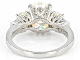 Pre-Owned strontium titanate and white zircon rhodium over sterling silver ring 4.46ctw