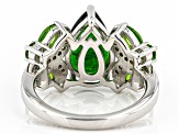 Pre-Owned Chrome Diopside And Champagne Diamond Rhodium Over Sterling Silver Ring 3.39ctw