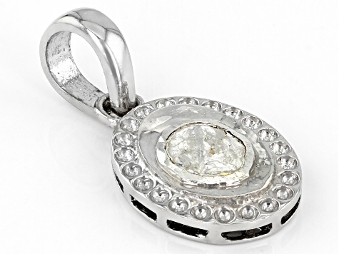 Pre-Owned Polki Diamond Sterling Silver Pendant