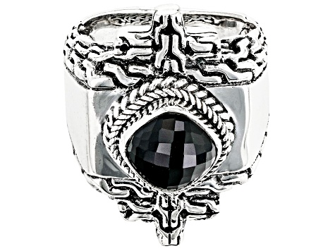 Pre-Owned Black Spinel Sterling Silver Ring 2.75ct