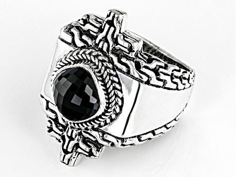 Pre-Owned Black Spinel Sterling Silver Ring 2.75ct