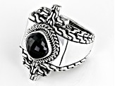 Pre-Owned Black Spinel Sterling Silver Ring 2.75ct