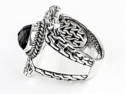 Pre-Owned Black Spinel Sterling Silver Ring 2.75ct