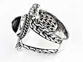 Pre-Owned Black Spinel Sterling Silver Ring 2.75ct