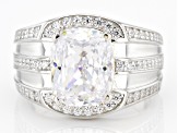 Pre-Owned Cubic Zirconia Platinum Over Sterling Silver Ring. 6.36ctw