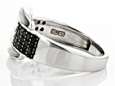 Pre-Owned Black Spinel Rhodium Over Sterling Silver Buckle Ring 0.40ctw