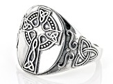 Pre-Owned Celtic Cross Sterling Silver Mens Ring