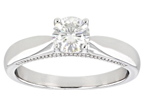 Pre-Owned Moissanite Platineve Solitaire Ring .60ct DEW