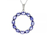 Pre-Owned Blue Tanzanite Rhodium Over Sterling Silver Pendant With Chain 4.50ctw