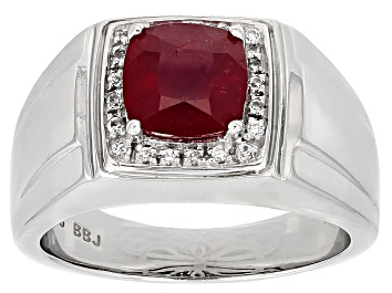 Picture of Pre-Owned Mahaleo Ruby Rhodium Over Sterling Silver Gents Ring 2.61ctw