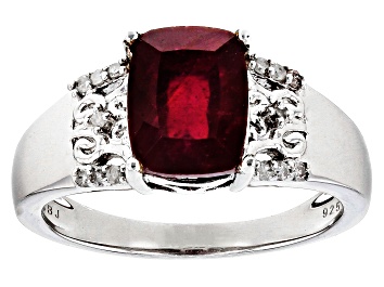 Picture of Pre-Owned Red Ruby Rhodium Over Silver Ring 3.06ctw