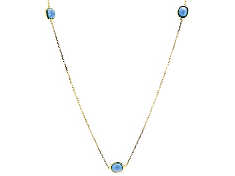 Pre-Owned Blue Sleeping Beauty Turquoise 18K Yellow Gold Over Sterling Silver Necklace