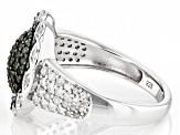 Pre-Owned Green And White Diamond Rhodium Over Sterling Silver Cluster Ring 1.00ctw