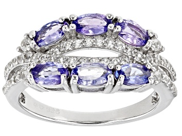 Picture of Pre-Owned Blue Tanzanite Rhodium Over Sterling Silver Ring 1.60ctw