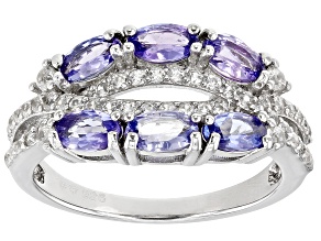 Pre-Owned Blue Tanzanite Rhodium Over Sterling Silver Ring 1.60ctw