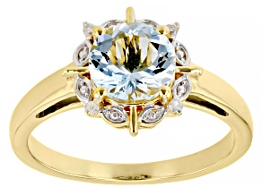 Pre-Owned Blue Aquamarine 18k Yellow Gold Over Sterling Silver Ring 0.92ctw