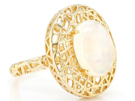 Pre-Owned Multicolor Ethiopian Opal 18k Yellow Gold Over Sterling Silver Ring 3.10ct