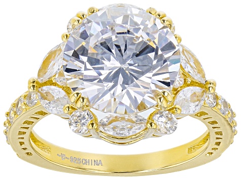 Pre-Owned White Cubic Zirconia 18k Yellow Gold Over Sterling Silver Ring 9.69ctw