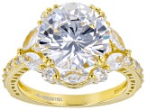 Pre-Owned White Cubic Zirconia 18k Yellow Gold Over Sterling Silver Ring 9.69ctw