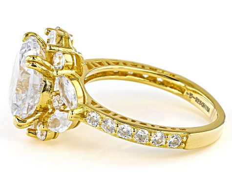Pre-Owned White Cubic Zirconia 18k Yellow Gold Over Sterling Silver Ring 9.69ctw