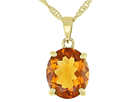 Pre-Owned Orange Madeira Citrine 18k Yellow Gold Over Sterling Silver Pendant With Chain 3.50ctw