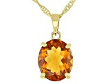 Pre-Owned Orange Madeira Citrine 18k Yellow Gold Over Sterling Silver Pendant With Chain 3.50ctw