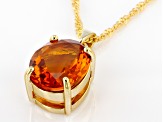 Pre-Owned Orange Madeira Citrine 18k Yellow Gold Over Sterling Silver Pendant With Chain 3.50ctw