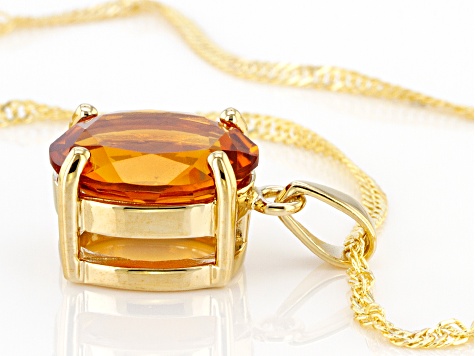 Pre-Owned Orange Madeira Citrine 18k Yellow Gold Over Sterling Silver Pendant With Chain 3.50ctw