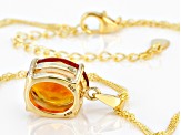 Pre-Owned Orange Madeira Citrine 18k Yellow Gold Over Sterling Silver Pendant With Chain 3.50ctw