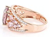 Pre-Owned Blush Zircon And Morganite Simulants And White Cubic Zirconia 18k Rose Gold Over Silver Ri