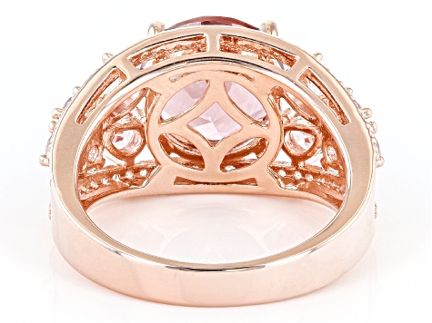 Pre-Owned Blush Zircon And Morganite Simulants And White Cubic Zirconia 18k Rose Gold Over Silver Ri