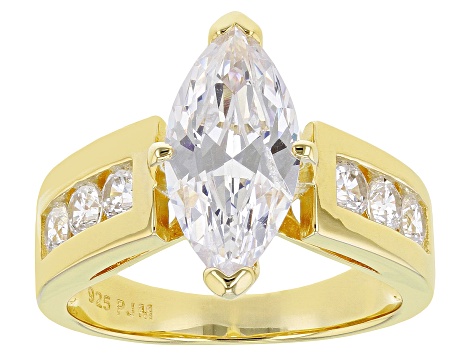 Pre-Owned White Cubic Zirconia 18K Yellow Gold Over Sterling Silver Ring 5.00ctw