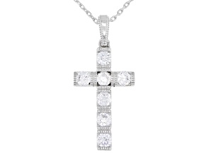 Pre-Owned White Cubic Zirconia Platineve ® Cross Pendant With Chain 1.22ctw