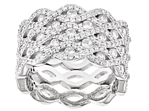 Pre-Owned White Cubic Zirconia Rhodium Over Sterling Silver Ring 3.35ctw